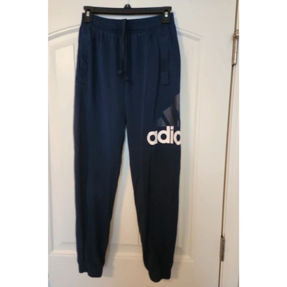 Adidas Small  Men's  Navy Jogger w/White logo Pants